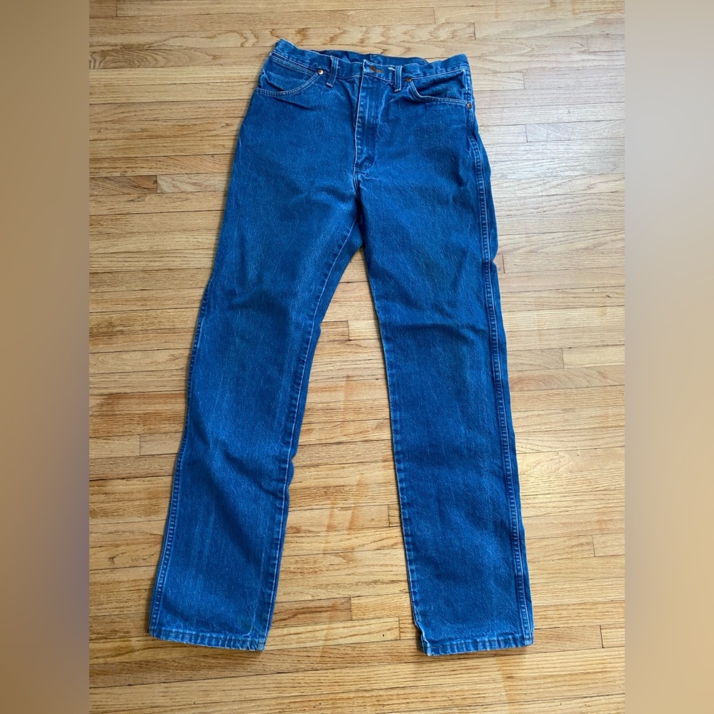 Wrangler 34 x 36 Classic Men's Blue Denim Straight Leg Jeans Ankle Opening 8”